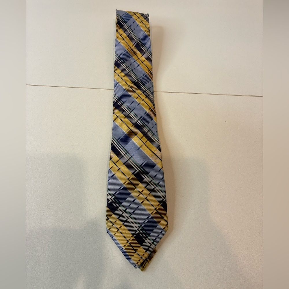 Nautica Silk Blue and Yellow Plaid Tie